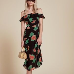 Reformation off the shoulder watermelon midi dress